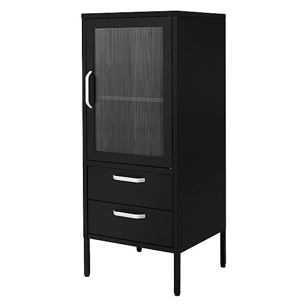 ML-Design Vitrinenschrank 42x102x40 cm Schwarz Metallschrank aus Stahl günstig online kaufen