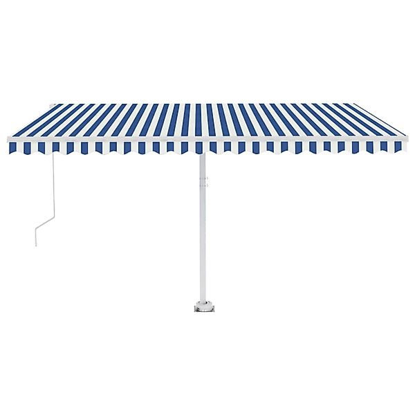 furnicato Standmarkise Manuell Einziehbar 450x300 cm Blau/Weiß günstig online kaufen