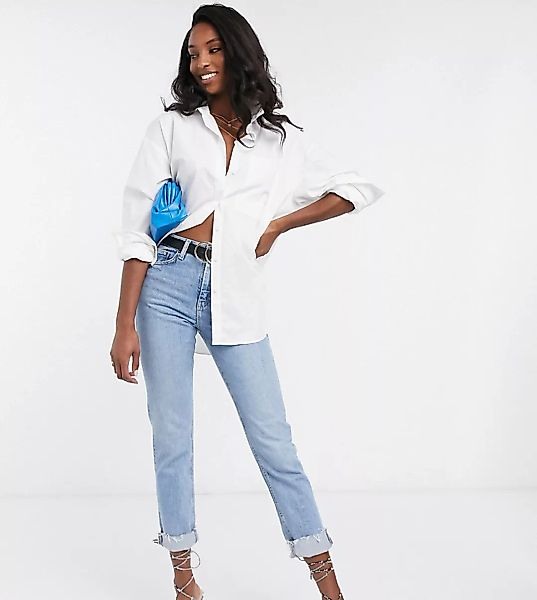 ASOS DESIGN Tall – Langärmliges Boyfriend-Hemd aus Baumwolle in Weiß günstig online kaufen