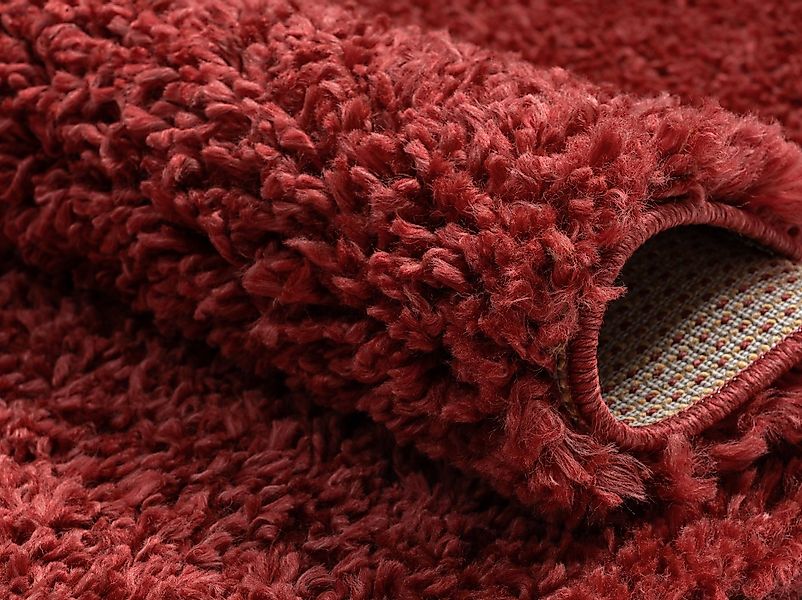 LebensWohnArt Teppich Hochflor Teppich SHAGGY weinrot rechteckig diverse Gr günstig online kaufen