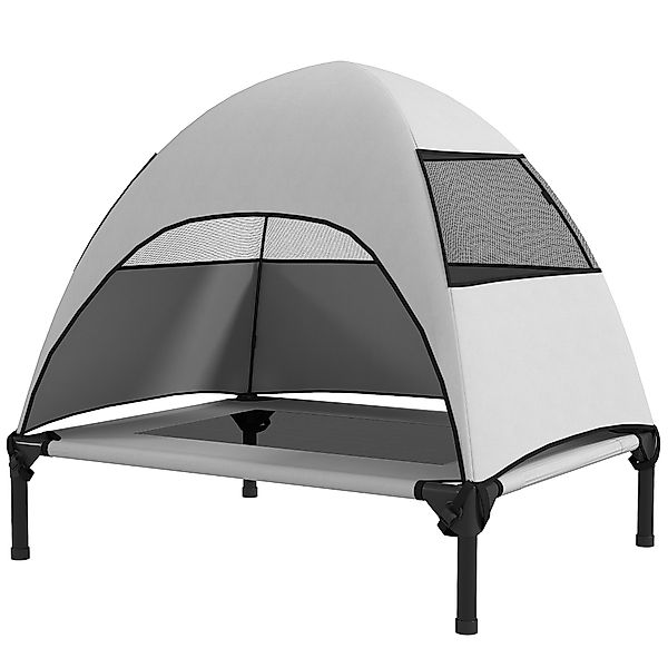 PawHut Hundeliege Outdoor mit Dach, Erhöhtes Hundebett für Mittelgroße Hund günstig online kaufen