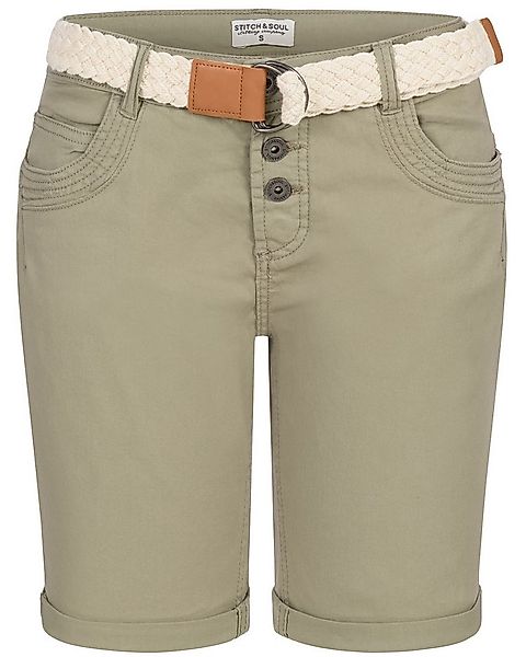 Stitch & Soul Bermudas Damen Short Bermuda kurze Hose Sommer Chino Stoff Ho günstig online kaufen