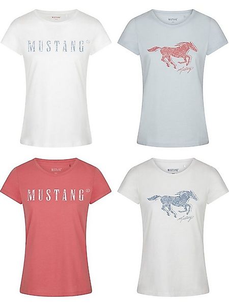 MUSTANG T-Shirt Damen Logo Printshirt Alexia C Logo Slim Fit (4-tlg) Basic günstig online kaufen