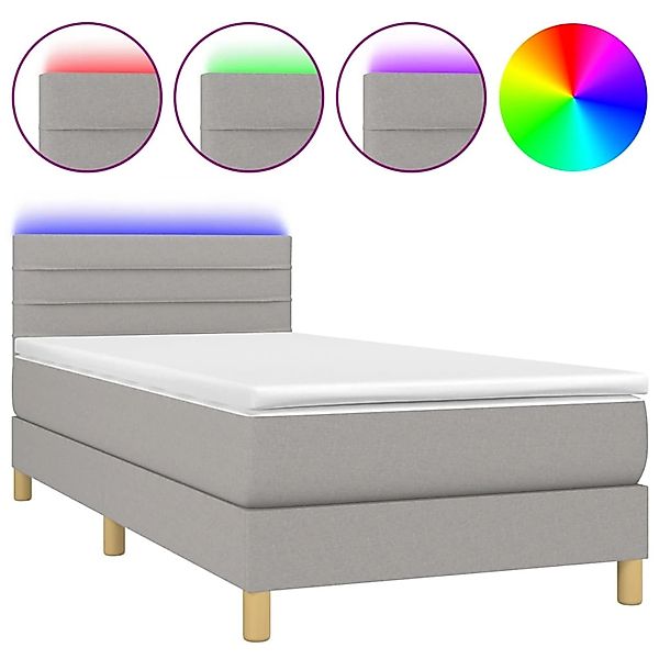 vidaXL Boxspringbett mit Matratze & LED Hellgrau 80x200 cm Stoff1387574 günstig online kaufen
