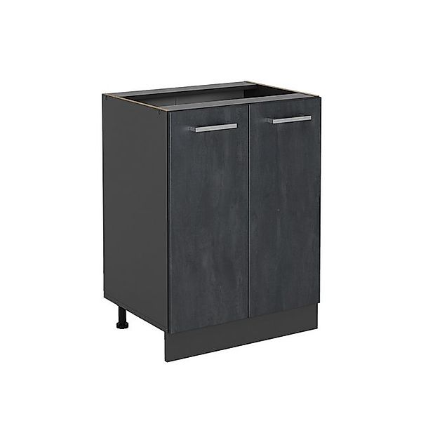 Vicco Küchenunterschrank R-Line Schwarz Beton/Anthrazit 60 cm ohne Arbeitsp günstig online kaufen