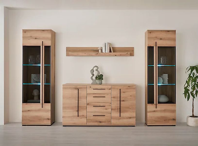 INOSIGN Wohnwand »Cantara, moderne Anbauwand, Wohnzimmer-Set, in Eiche Evok günstig online kaufen
