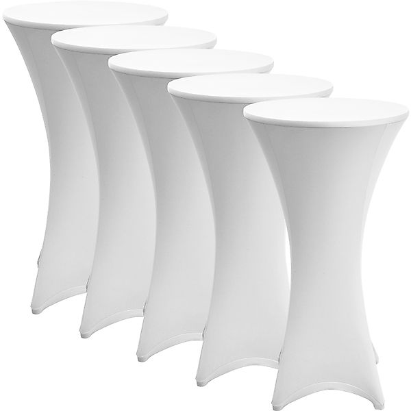 Beautissu Stella Stehtischhusse Ø 60cm Weiß 5tlg günstig online kaufen