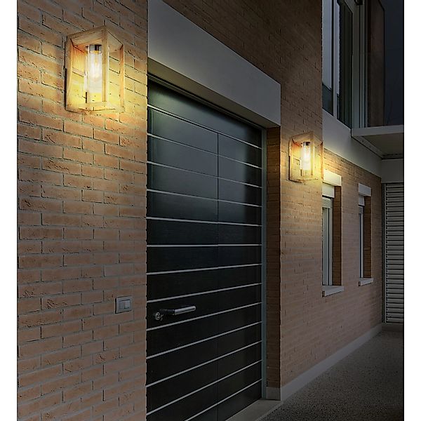 Globo Außenleuchte Candela 1-flammig Holzoptik matt 150 x 270 mm günstig online kaufen