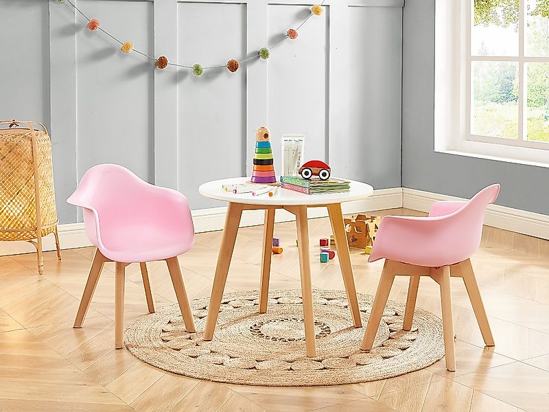 Kindertisch - MDF & Buche - Weiß & Holzfarben - LOULOUNE günstig online kaufen