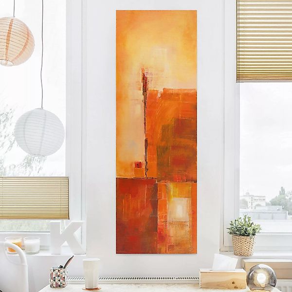Leinwandbild Kunstdruck - Hochformat Abstrakt Orange Braun günstig online kaufen