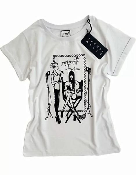Zuckerwatte Print-Shirt mit Rundhalsausschnitt, aus 100% Baumwolle, Black a günstig online kaufen