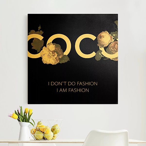 Leinwandbild Gold COCO - I don´t do fashion Rosen Schwarz günstig online kaufen