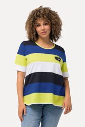 Ulla Popken T-Shirt T-Shirt Ringel Herz-Stickerei günstig online kaufen