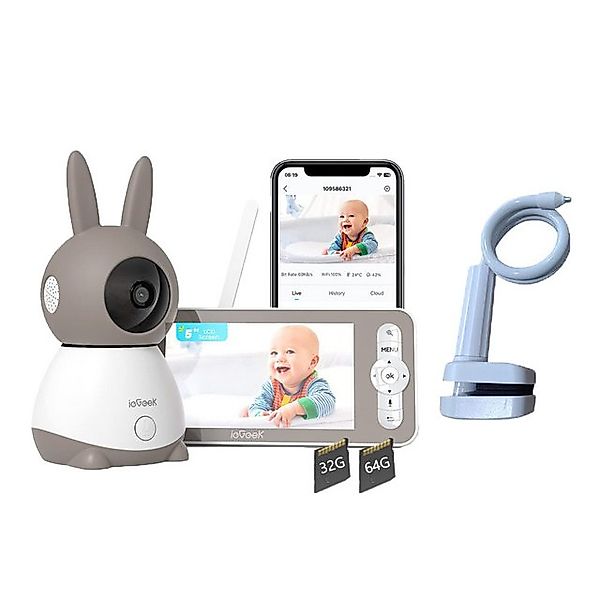 ieGeek Video-Babyphone Babyphone mit 2 Kameras 2K & 4X Zoom 5" HD WLAN Vide günstig online kaufen