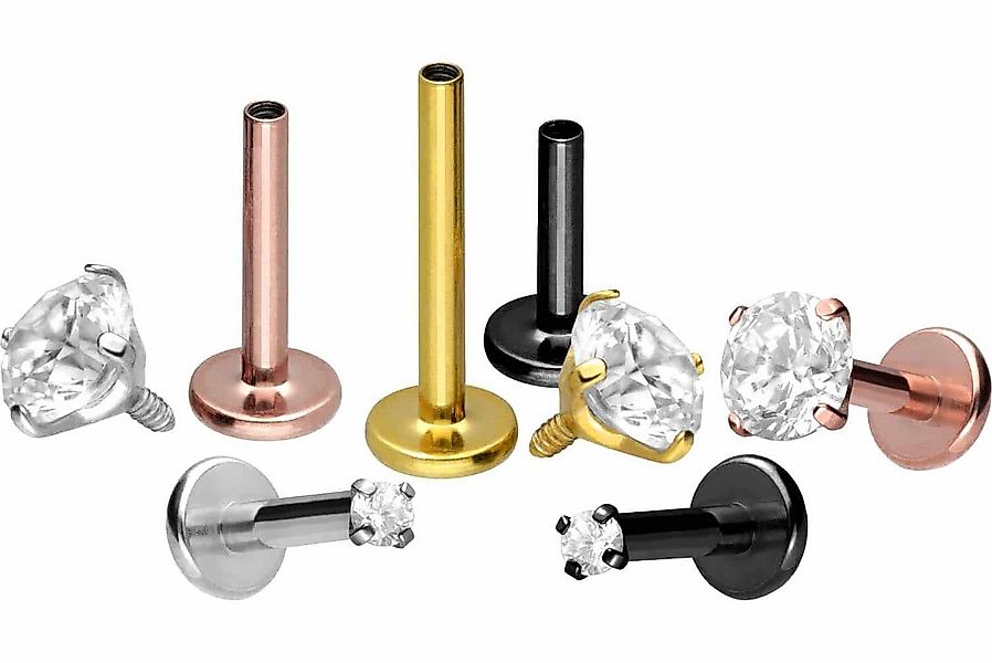 PIERCINGLINE Piercing-Set Titan Labret mit Innengewinde EINGEFASSTER KRISTA günstig online kaufen