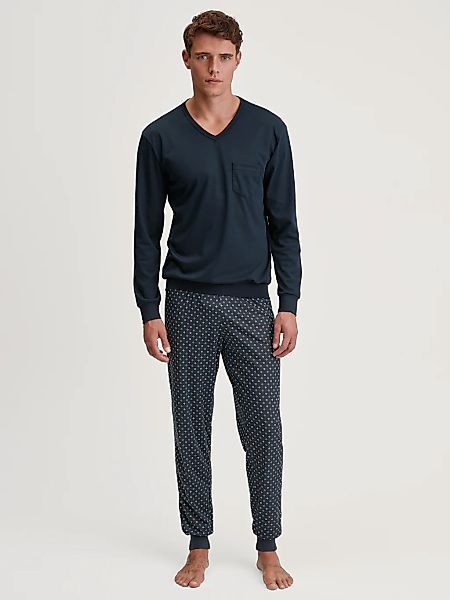 CALIDA Schlafanzug "Relax Streamline", (2 tlg.), mit V-Neck und Bündchen günstig online kaufen