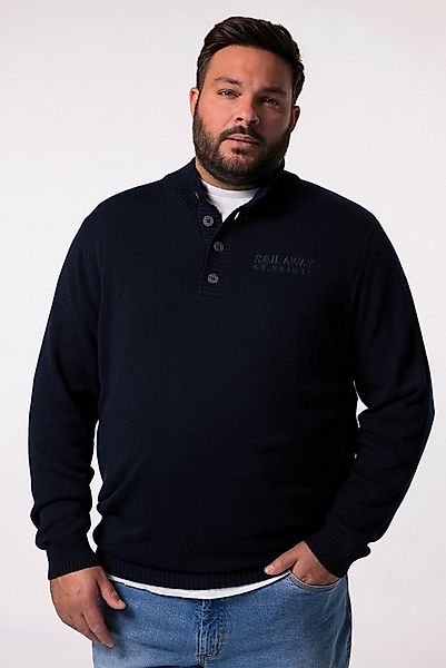 Men Plus Rundhalspullover Men+ Troyer Zippkragen Knopfleiste Stick bis 8 XL günstig online kaufen