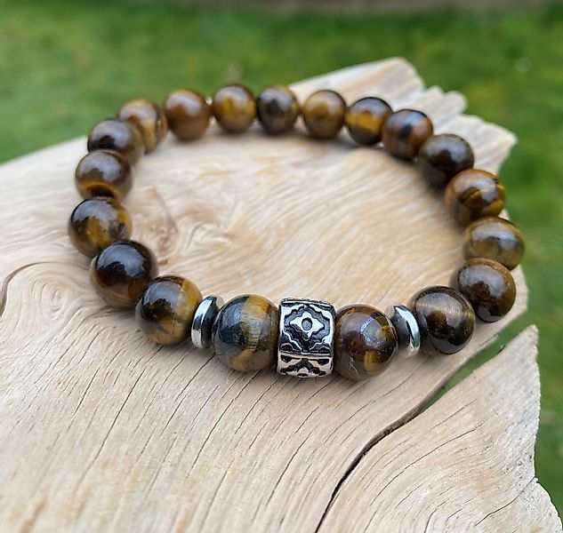 NAHLE Perlenarmband Naturstein 10mm Tigerauge Armband Partnerarmband Freund günstig online kaufen