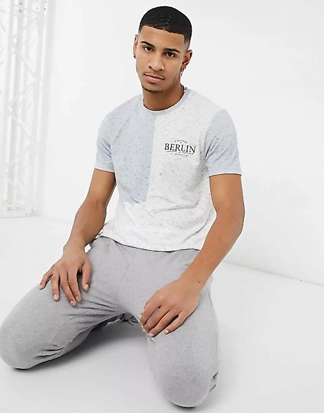 Burton Menswear – Berlin – T-Shirt im Farbblock-Design in Blau günstig online kaufen
