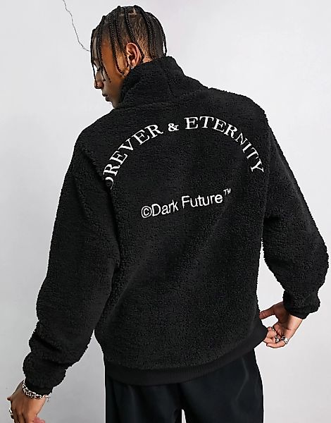 ASOS – Dark Future – Oversize-Sweatshirt aus Teddyfell mit Stehkragen, Kord günstig online kaufen