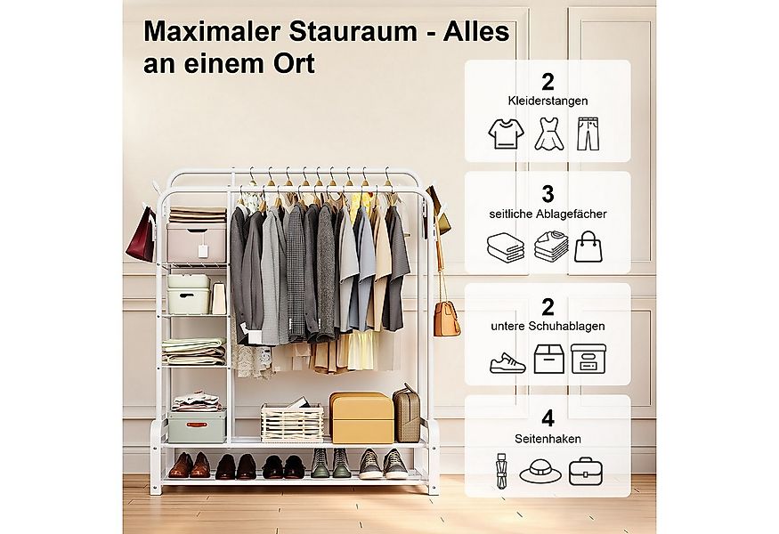 loefme Kleiderständer Kleiderständer Kleiderstange Doppelstab Garderobenstä günstig online kaufen