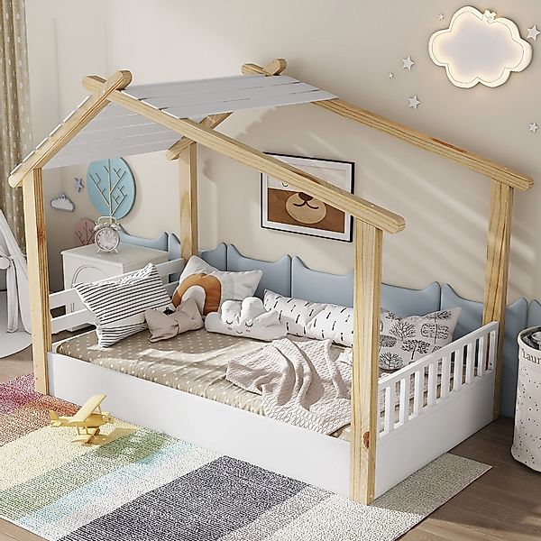 Flieks Kinderbett, Holzbett Einzelbett Hausdesign mit günstig online kaufen