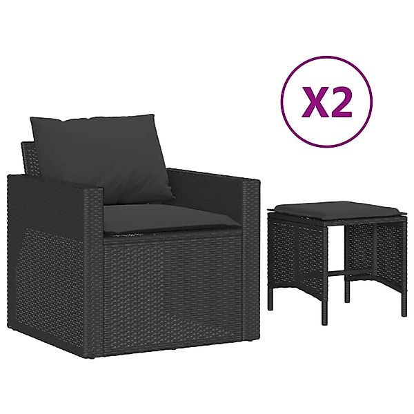 vidaXL 4-Tlg Garten-Sofagarnitur mit Kissen Schwarz Poly Rattan 366359 günstig online kaufen