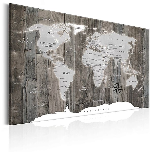 Wandbild - World Map: Wooden World günstig online kaufen