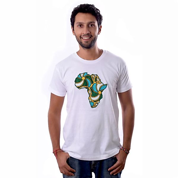 Africulture T-shirt "Kanga Africa" Mit Kenianischer Kanga Stoff Applikation günstig online kaufen