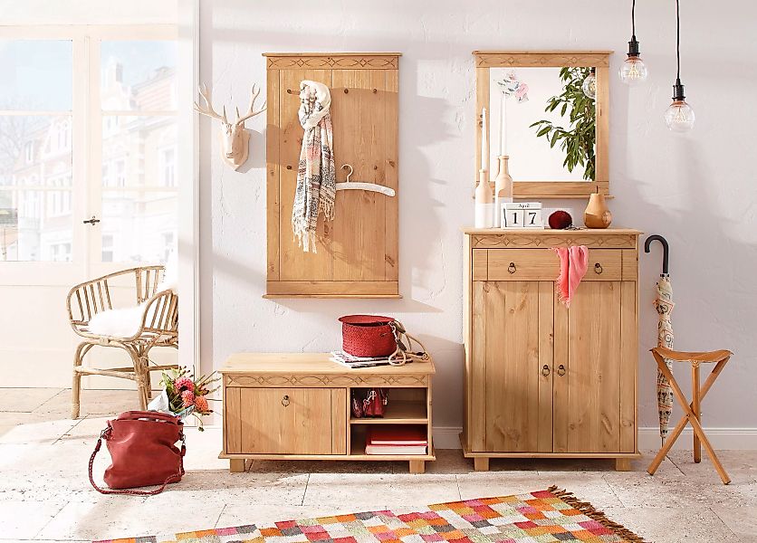 Home affaire Garderobenpaneel "Indra", aus massiver Kiefer, FSC, 8 Haken, d günstig online kaufen