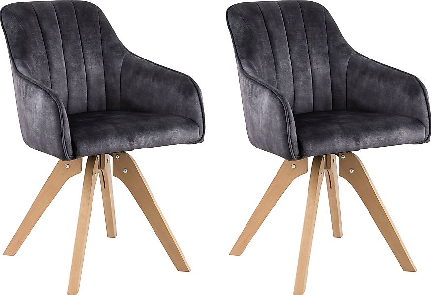 Home affaire Drehstuhl "Sa Calobra", (Set), 2 St., Samtvelours, mit Rückens günstig online kaufen