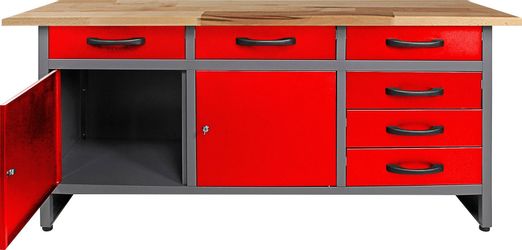 Ondis24 Werkbank Karsten 160 cm Rot 6 Schieber 2 Tür Werkstatteinrichtung günstig online kaufen