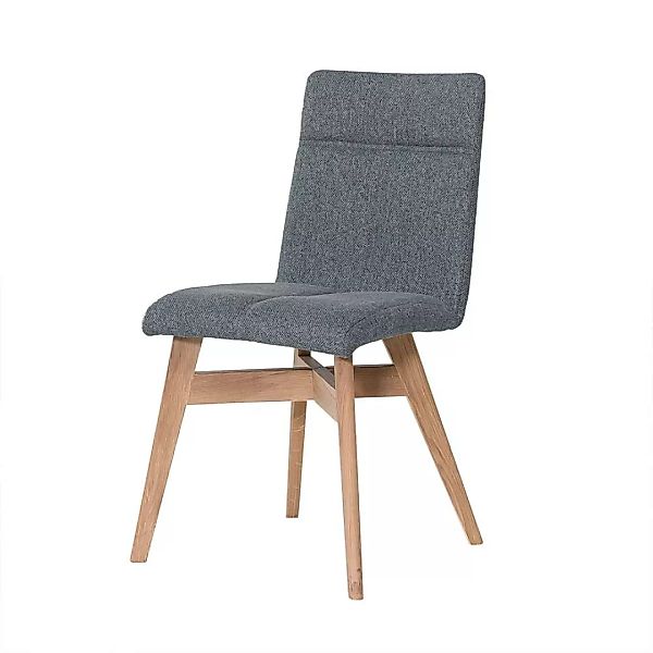 2 Stühle in Grau Webstoff Massivholzgestell aus Eiche (2er Set) günstig online kaufen