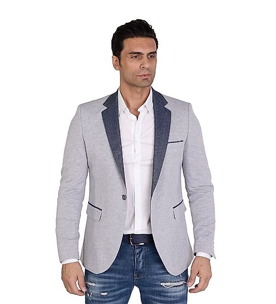 Denim Distriqt Jerseysakko in Slim Fit mit Stretch Grau Gr. 46 entspricht G günstig online kaufen