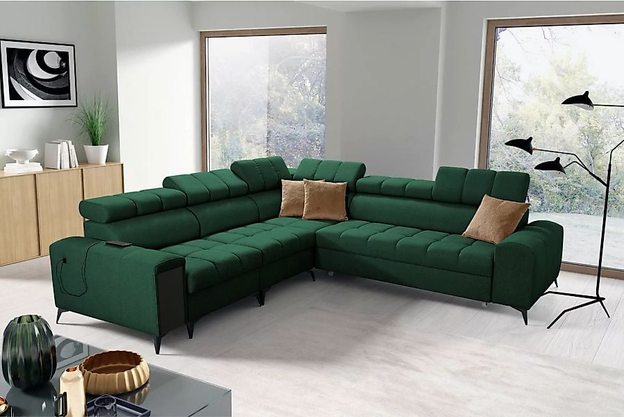 Kaiser Möbel Ecksofa Designer-Ecksofa mit Schlaffunktion und Bar GRECO III günstig online kaufen