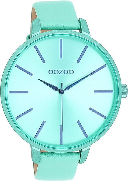 OOZOO Quarzuhr XL Damenuhr C11161 Mintgrün Lederband 48 mm günstig online kaufen