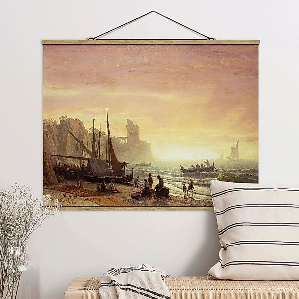 Stoffbild Strand mit Posterleisten - Querformat Albert Bierstadt - Fischere günstig online kaufen