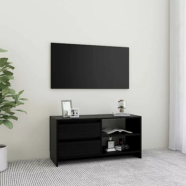 Tv-schrank Schwarz 80x31x39 Cm Massivholz Kiefer günstig online kaufen