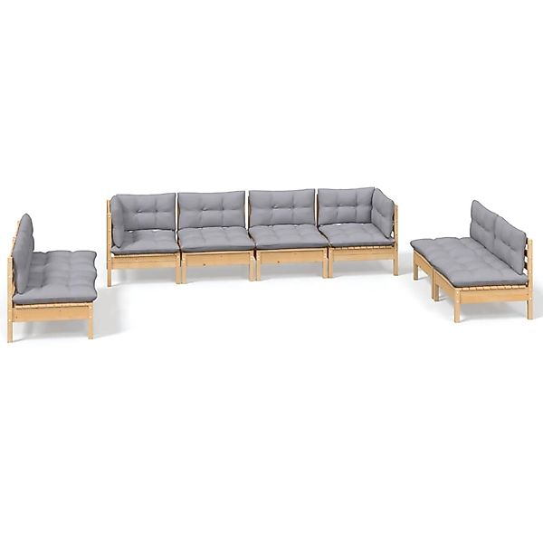 vidaXL 8-Tlg Garten-Lounge-Set mit Grauen Kissen Kiefer Massivholz 3096231 günstig online kaufen