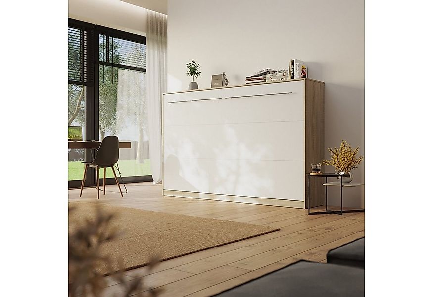 SMARTBett Schrankbett Standard 120x200cm Eiche Sonoma horizontal inkl. Latt günstig online kaufen