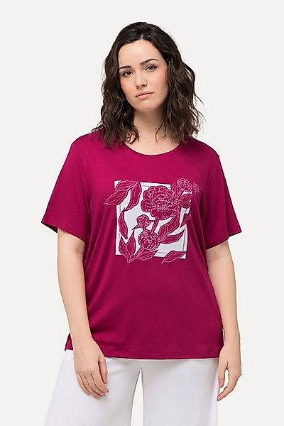 Ulla Popken T-Shirt T-Shirt Blume Ziersteine Rundhals Halbarm günstig online kaufen