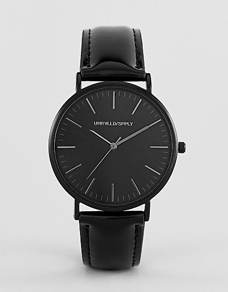 ASOS DESIGN – Klassische Uhr mit Armband aus Kunstleder in Schwarz günstig online kaufen