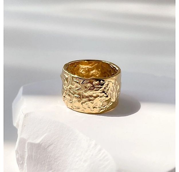 ROUGEMONT Goldring Extravaganter Goldring Statement Damen Ring gehämmert günstig online kaufen