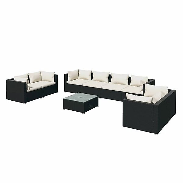 Vidaxl 9-tlg. Garten-lounge-set Mit Kissen Poly Rattan Schwarz günstig online kaufen