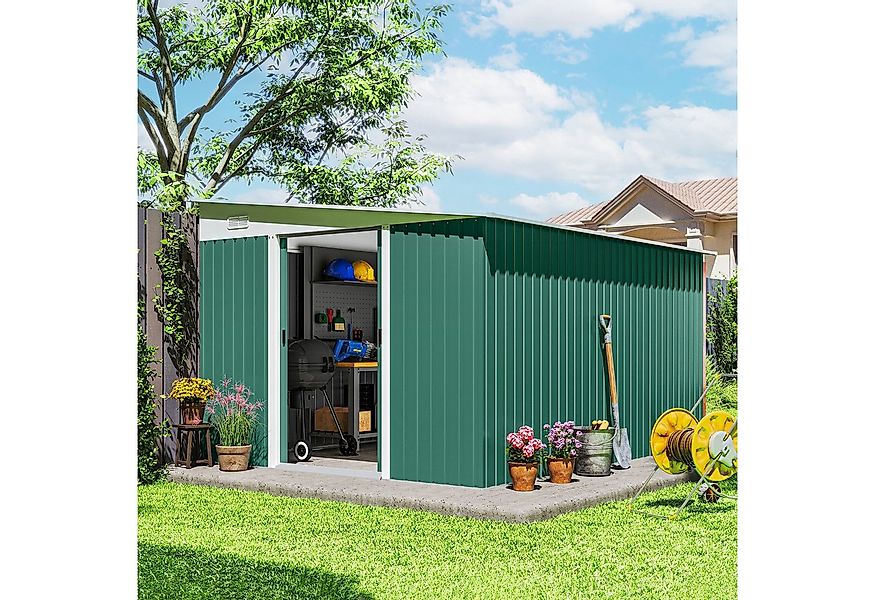 Outsunny Gerätehaus mit Pultdach, Schiebetür, BxT: 280x345 cm, (Geräteschup günstig online kaufen