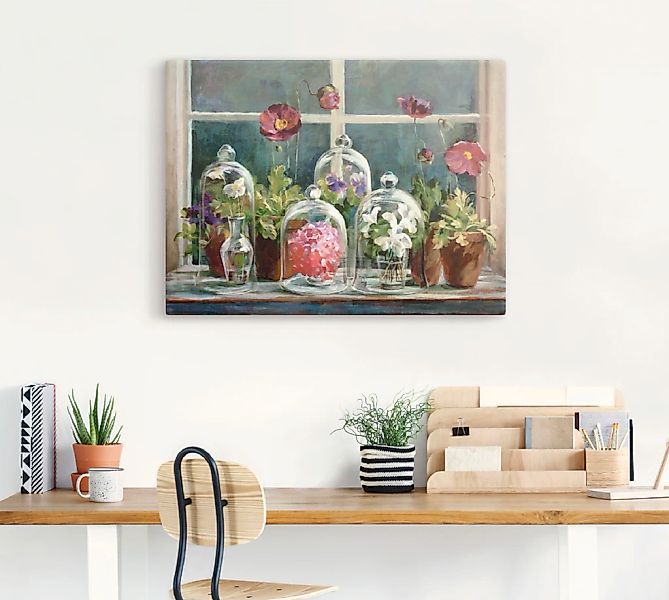 Artland Leinwandbild »Lila Mohnsammlung am Fenster«, Arrangements, (1 St.), günstig online kaufen