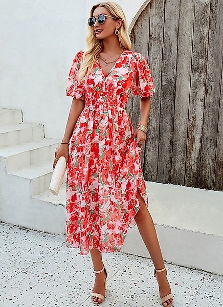 DEBAIJIA Dirndl Sommerkleid Damen Frauen Bedruckter Kleid lässiger Mode günstig online kaufen