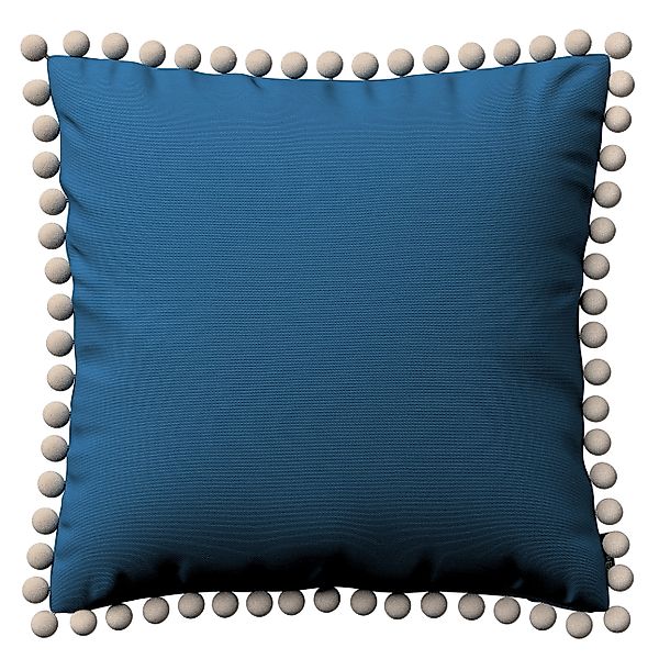 Kissenhülle Wera mit Bommeln, marinenblau , 45 x 45 cm, Cotton Panama (702- günstig online kaufen