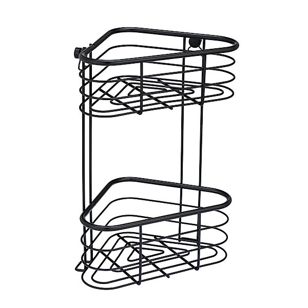 Wenko Eckregal Trestina 25 cm x 35 cm x 16,5 cm 2 Etagen Edelstahl Schwarz günstig online kaufen