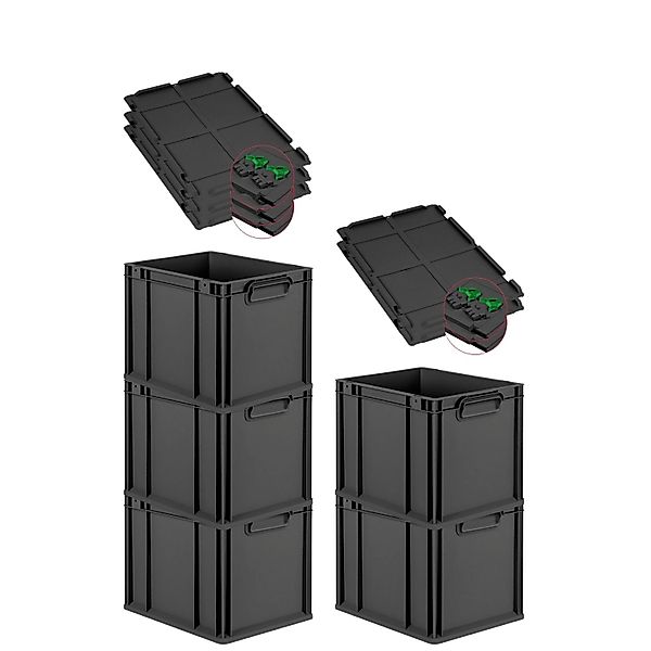 PROREGAL SuperSparSet 5x Eurobox Nextgen Grip Mit Scharnierdeckel Und Grüne günstig online kaufen
